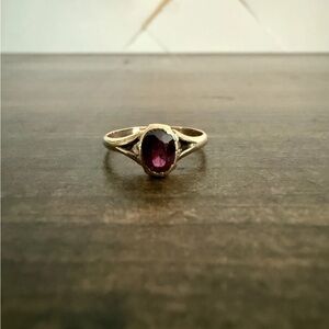 Antique 14k Yellow Gold Garnet Ring 4.75